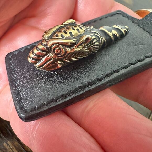 Gucci Tiger Metal Leather Key Ring Keychain Bag Charm - Picture 1 of 12